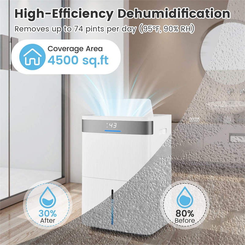 35 Pint(DOE) Dehumidifier for Home 8000 Sq.ft Coverage Area White