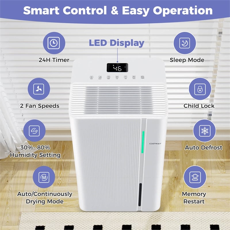 35 Pint(DOE) Dehumidifier for Home 8000 Sq.Ft Dehumidifier White
