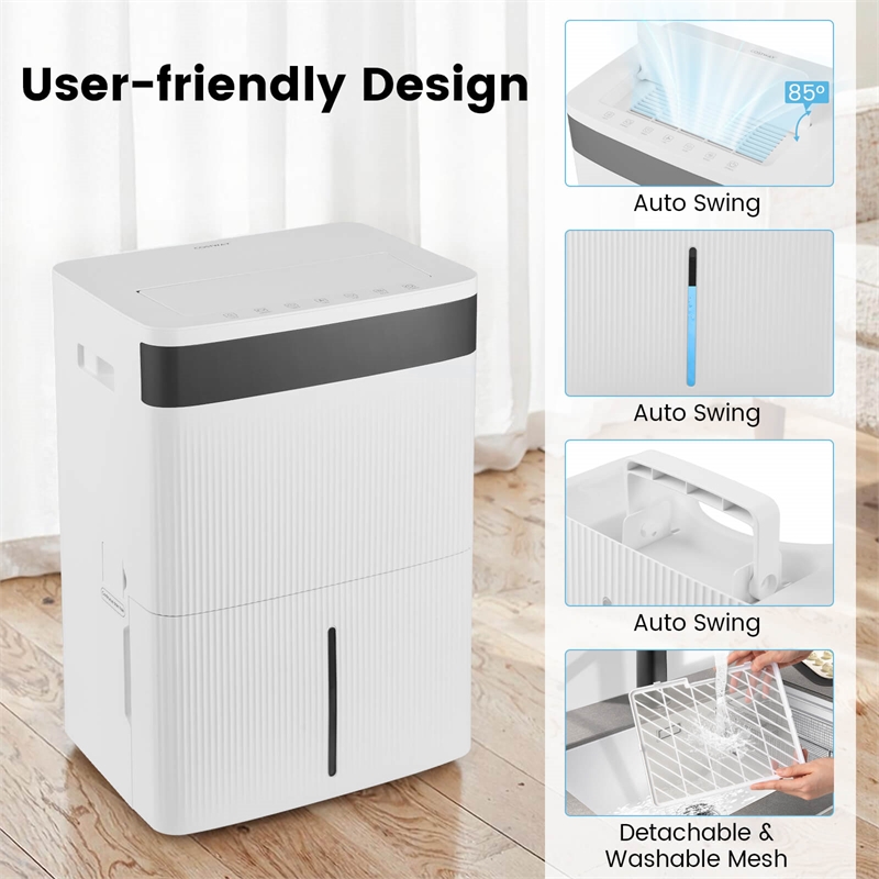 22 Pint(DOE) Dehumidifier For Home 6000 Sq.Ft  Coverage Area White