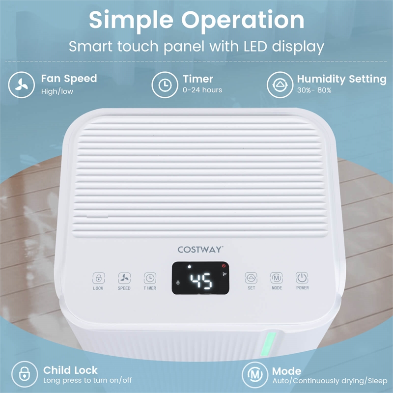 9 Pints(DOE) Dehumidifier for Home 2000 Sq.Ft Coverage Area White