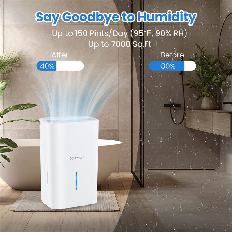 50 Pint(DOE) Dehumidifier with Pump 5000 Sq.ft Coverage Area White