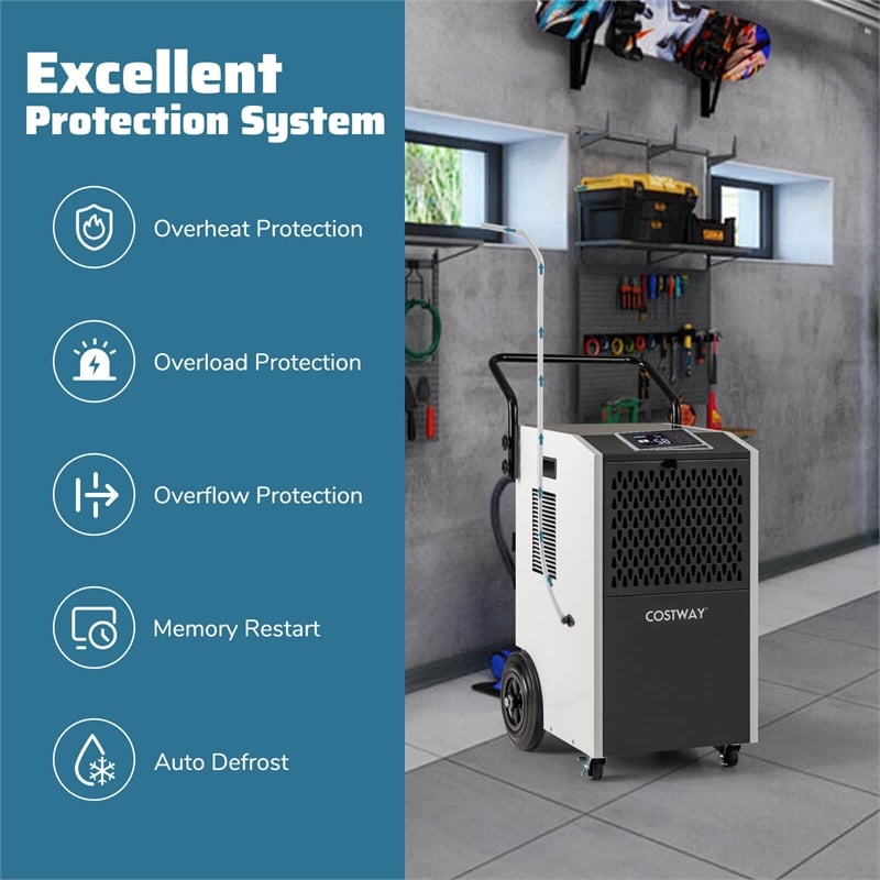 49 Pint(DOE) Commercial Dehumidifier 7500 Sq.ft Coverage Area White