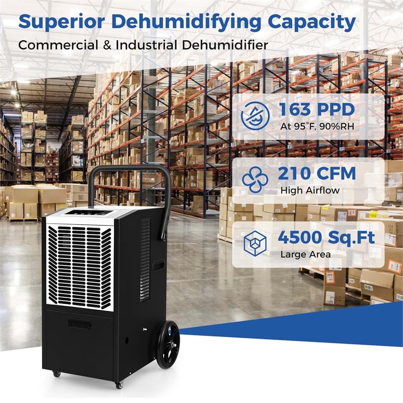 48 Pint(DOE) Commercial Dehumidifier 4500 Sq.ft Coverage Area White