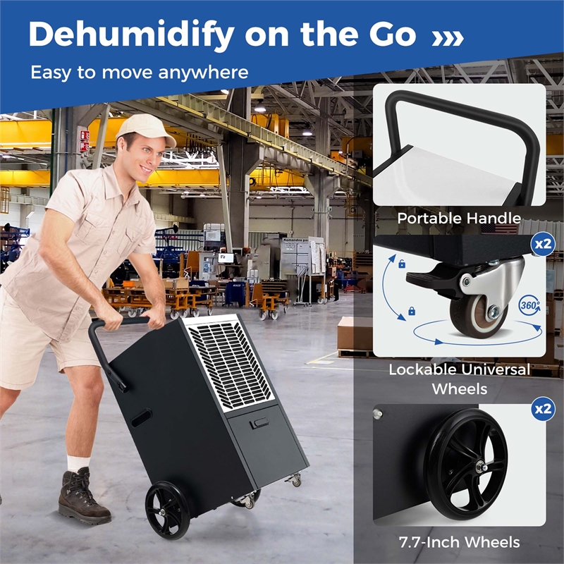 48 Pint(DOE) Commercial Dehumidifier 4500 Sq.ft Coverage Area White