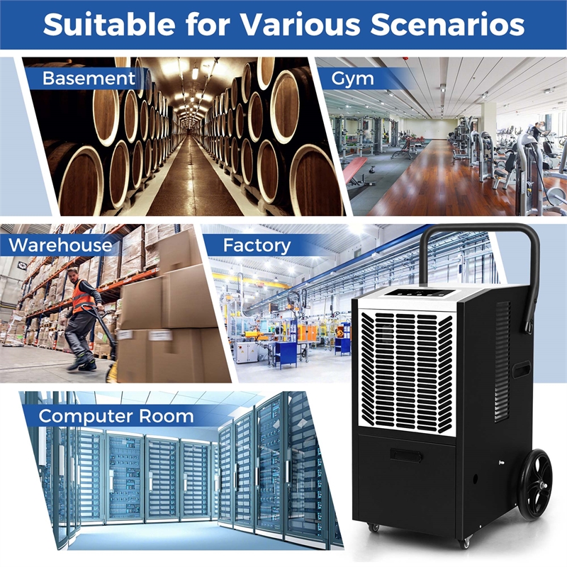 48 Pint(DOE) Commercial Dehumidifier 4500 Sq.ft Coverage Area White