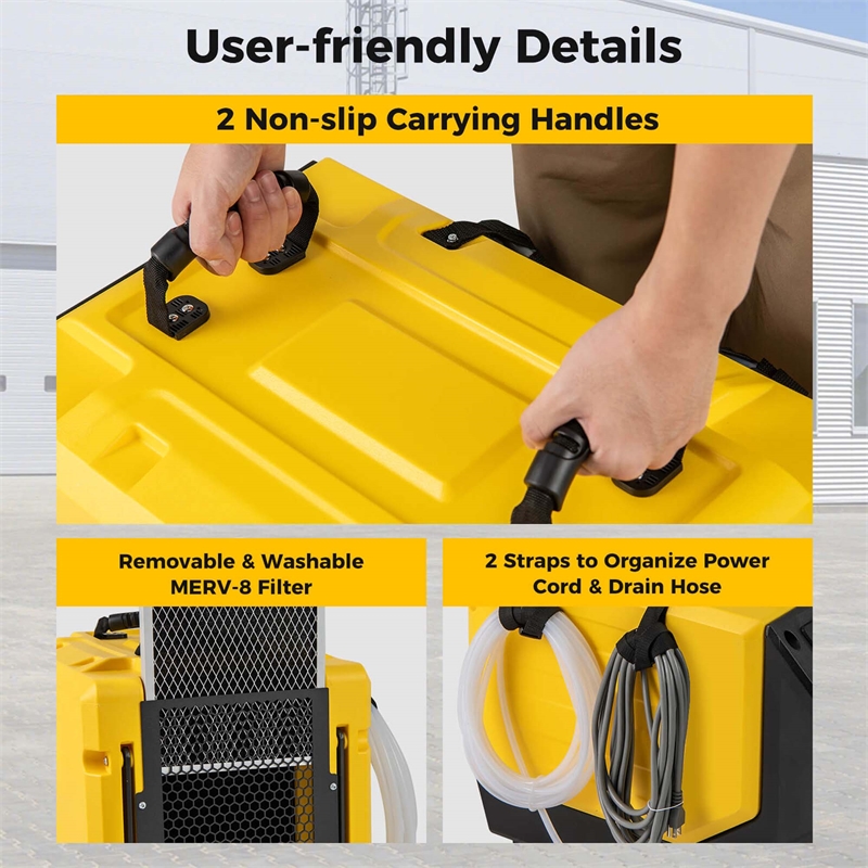 50 Pint(DOE) Commercial Dehumidifier Yellow 9000 Sq.ft Yellow