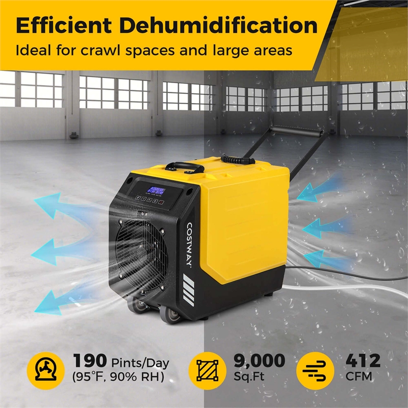 50 Pint(DOE) Commercial Dehumidifier Yellow 9000 Sq.ft Yellow