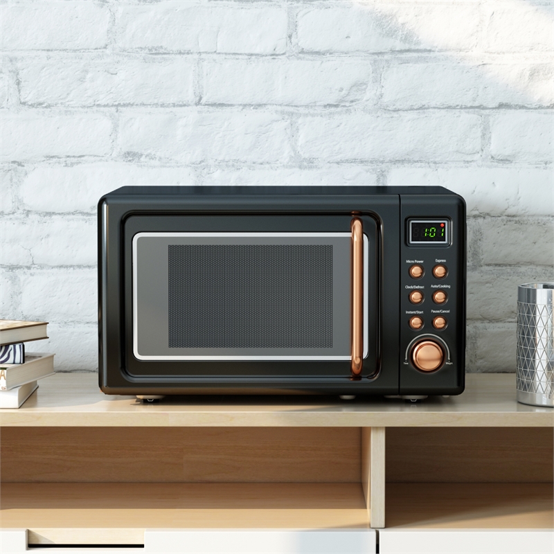 0.7 Cu.ft Retro Countertop Microwave Oven 700W Black