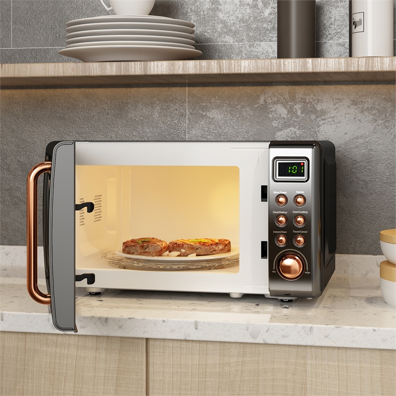 0.7 Cu.ft Retro Countertop Microwave Oven 700W Black