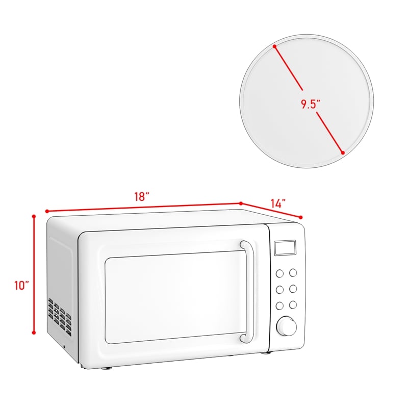 0.7 Cu.ft Retro Countertop Microwave Oven 700W Black