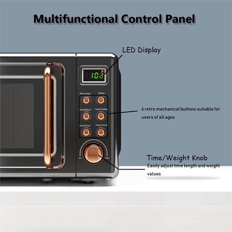 0.7 Cu.ft Retro Countertop Microwave Oven 700W Black