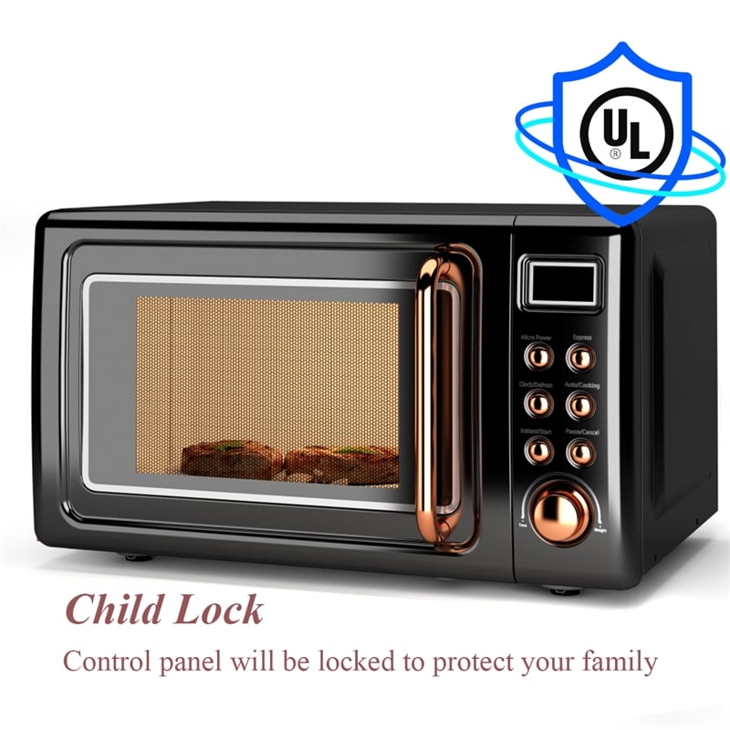 0.7 Cu.ft Retro Countertop Microwave Oven 700W Black