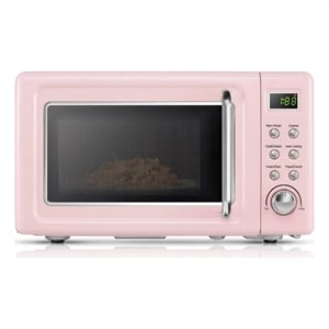 0.7 Cu.ft Retro Countertop Microwave Oven 700W LED Pink