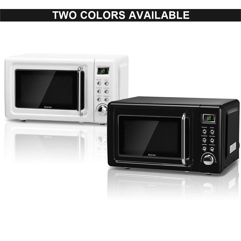 0.7 Cu.ft Retro Countertop Microwave Oven 700W LED White