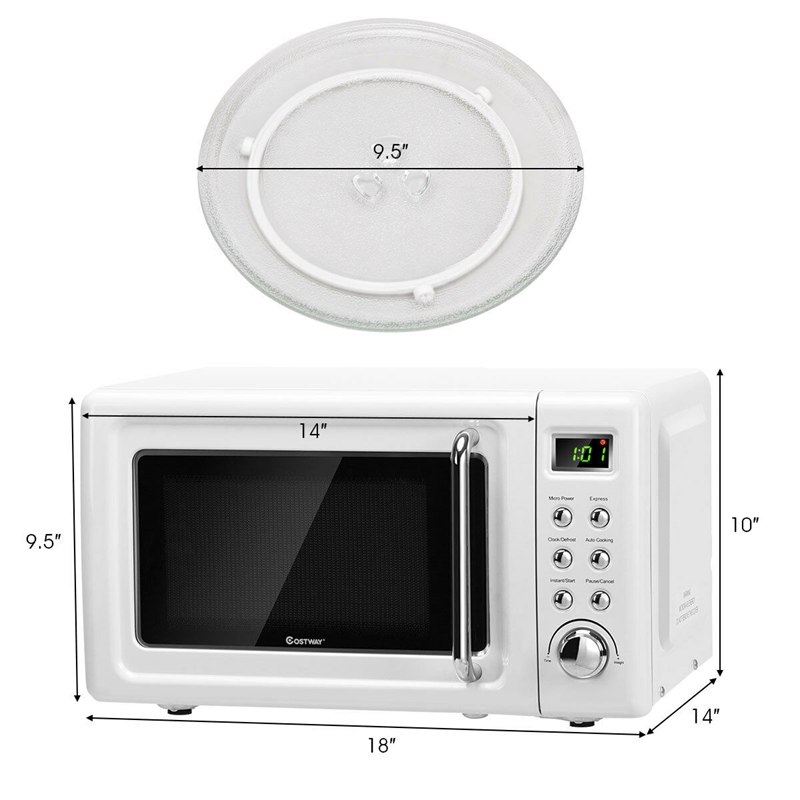 0.7 Cu.ft Retro Countertop Microwave Oven 700W LED White
