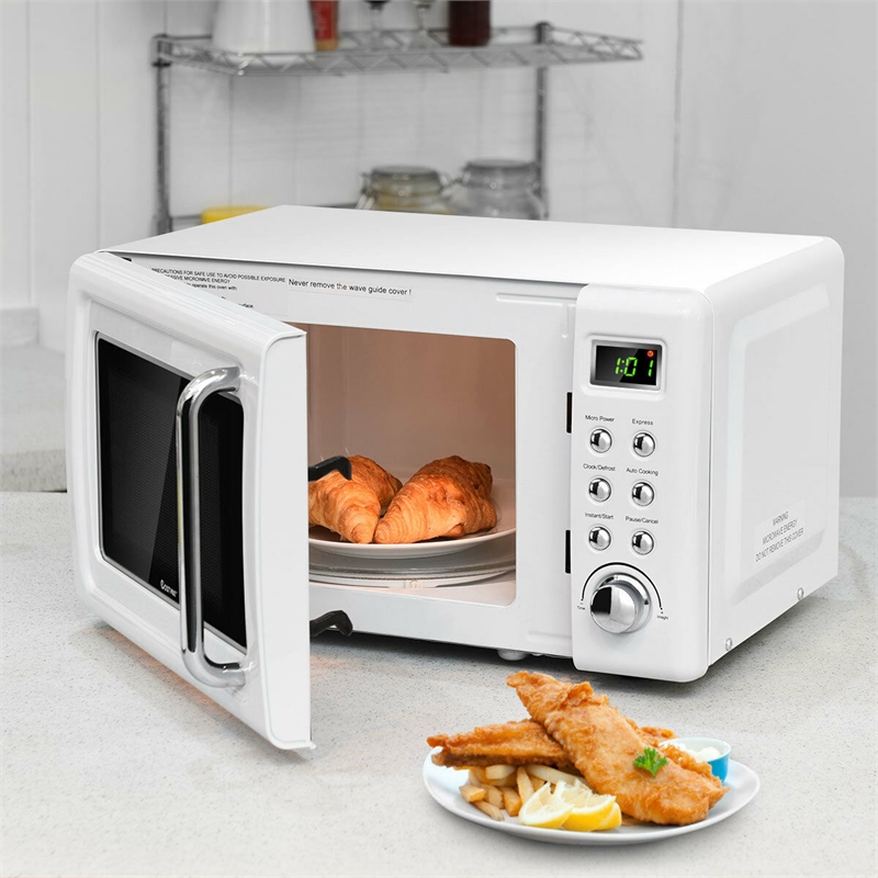 0.7 Cu.ft Retro Countertop Microwave Oven 700W LED White