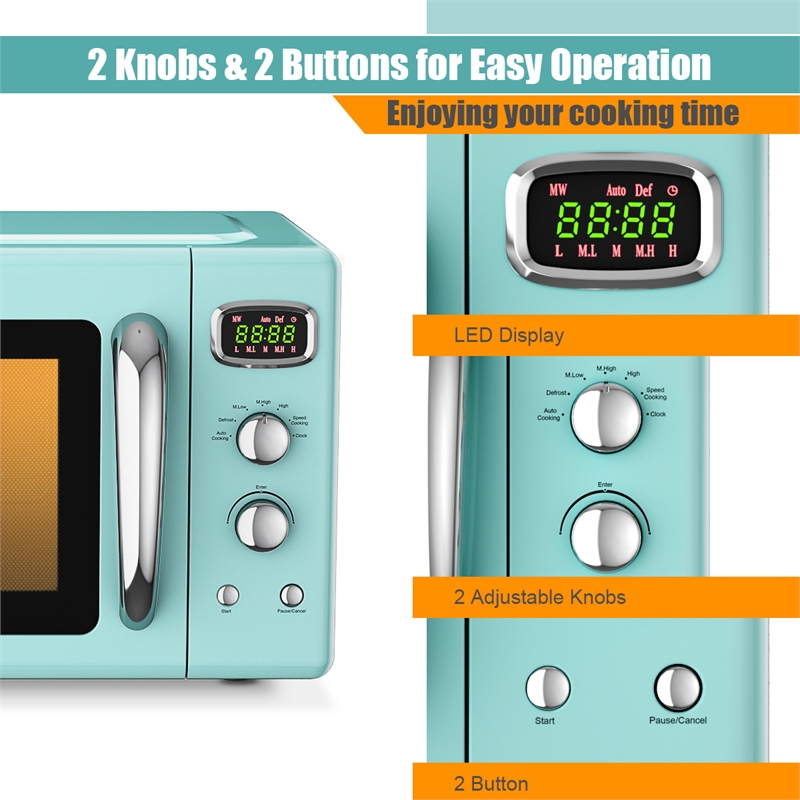 0.9Cu.ft. Retro Countertop Microwave Oven 900W Green