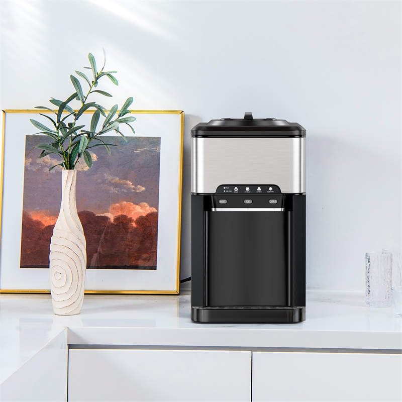 3 in 1 Water Cooler Dispenser with Built in Ice Maker Silver