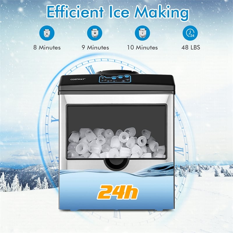 2 in 1 Stainless Steel Countertop Ice Maker Silver