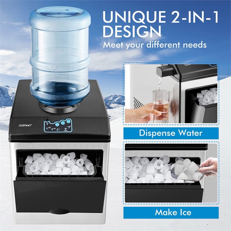 2 in 1 Stainless Steel Countertop Ice Maker Silver