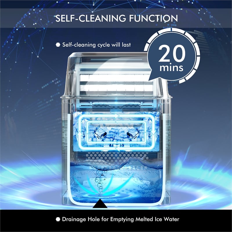 Portable Ice Maker Self Cleaning with Ice Scoop Silver