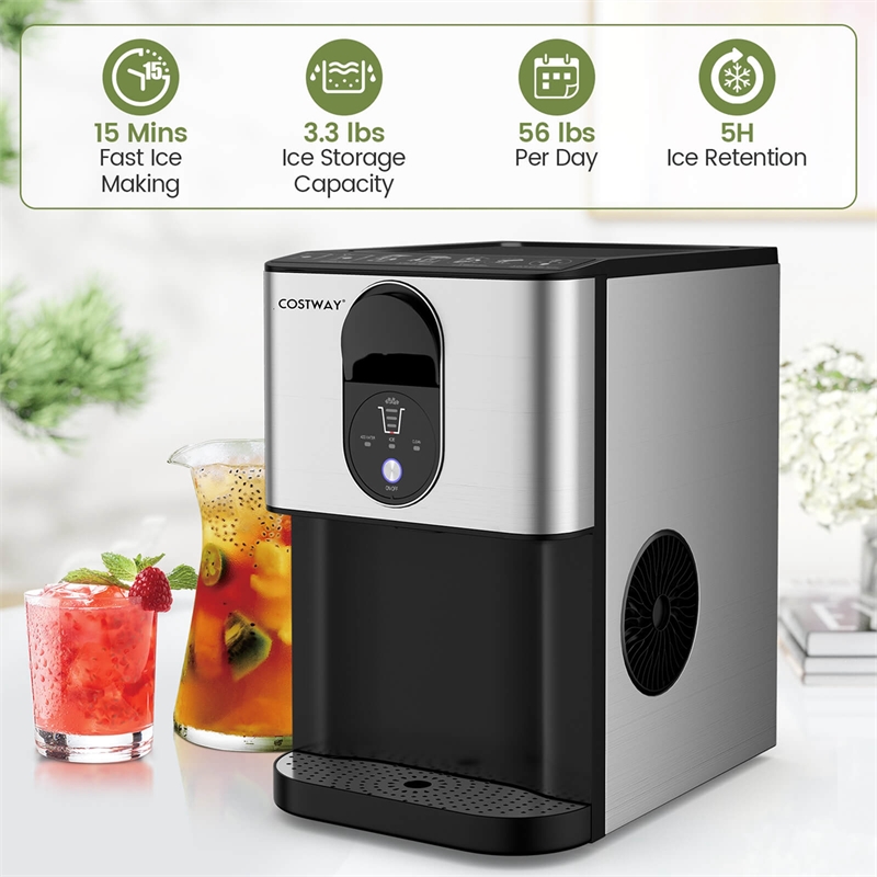 56 lbs Pepple Chewable Countertop Ice Maker Silver
