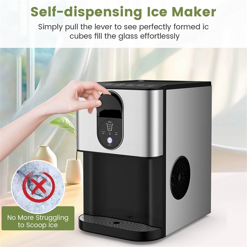 56 lbs Pepple Chewable Countertop Ice Maker Silver