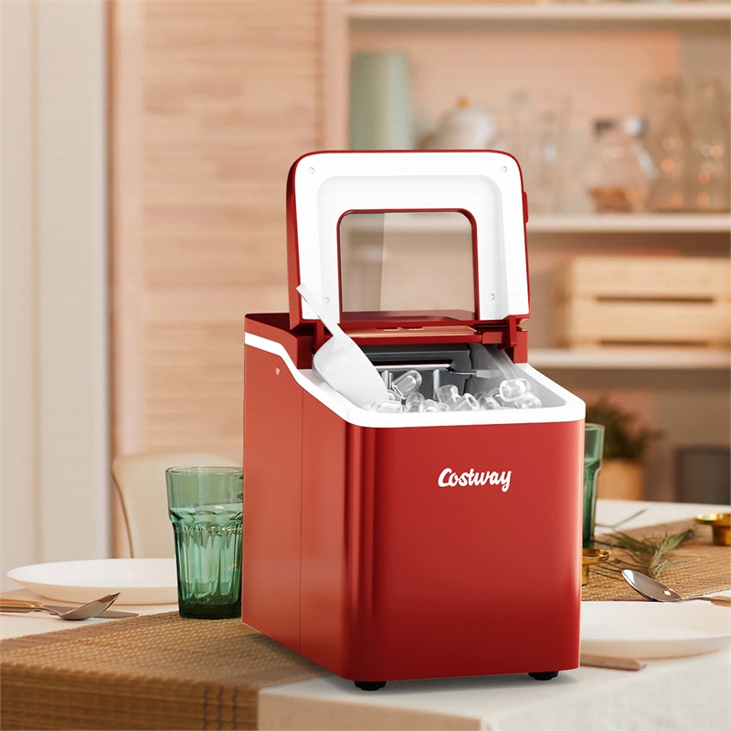 Portable Ice Maker Machine Countertop Self cleaning Red