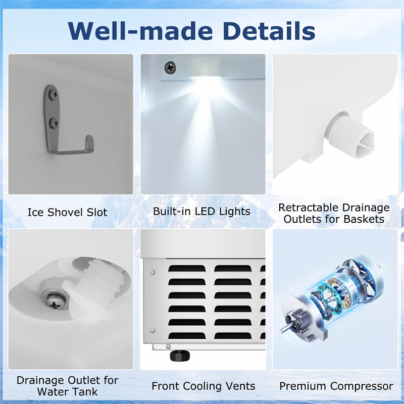 Under Counter Nugget Ice Maker with Self Cleaning 24H Timer Silver