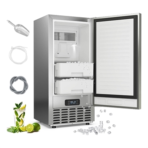 Under Counter Nugget Ice Maker with Self Cleaning 24H Timer Silver