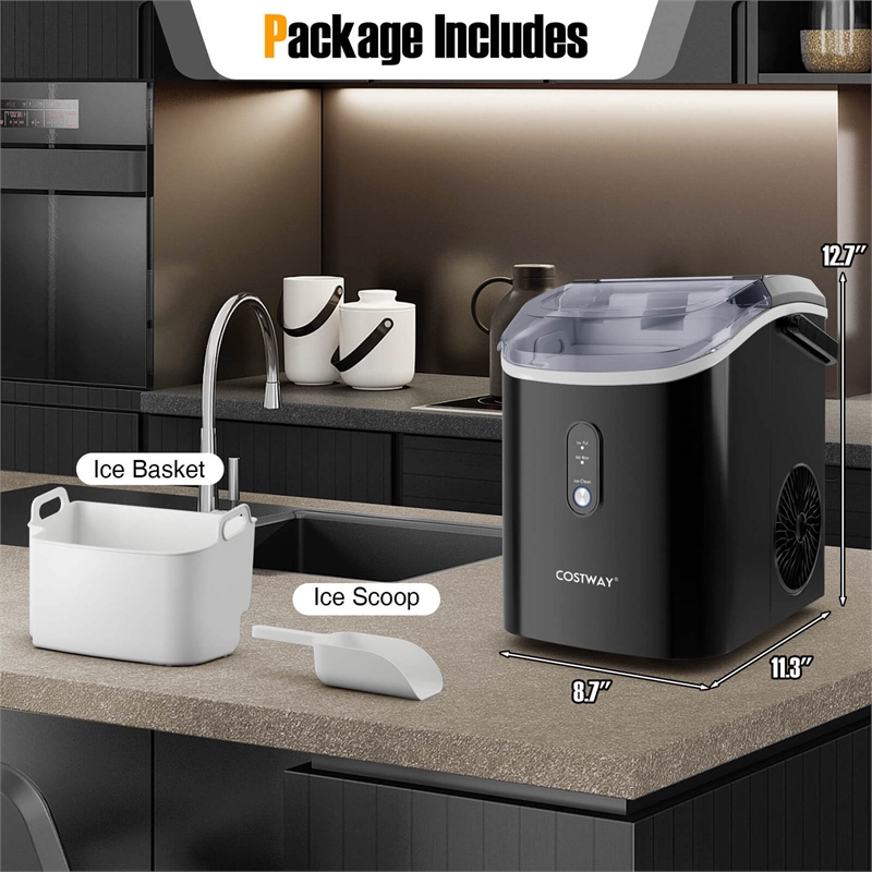 Countertop Ice Maker with Soft Chewable Pellet Black