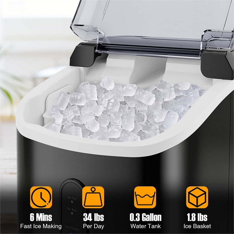 Countertop Ice Maker with Soft Chewable Pellet Black