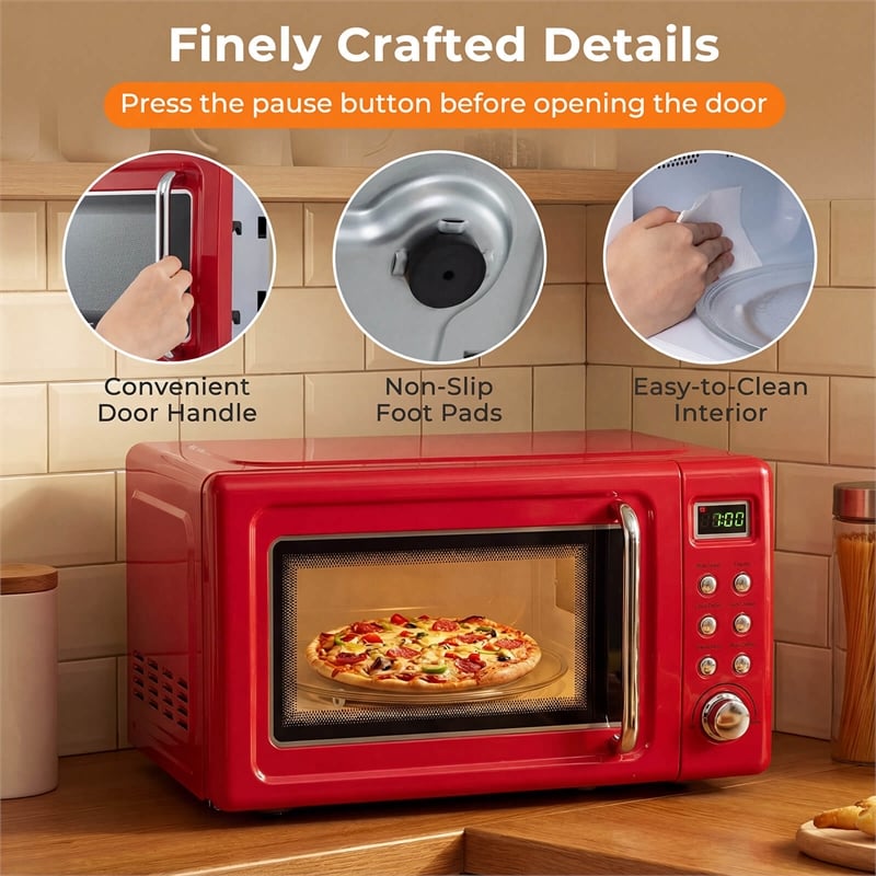 0.7 Cu.ft Retro Countertop Microwave Oven 700W Red