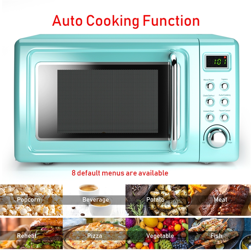 0.7 Cu.ft Retro Countertop Microwave Oven 700W Green