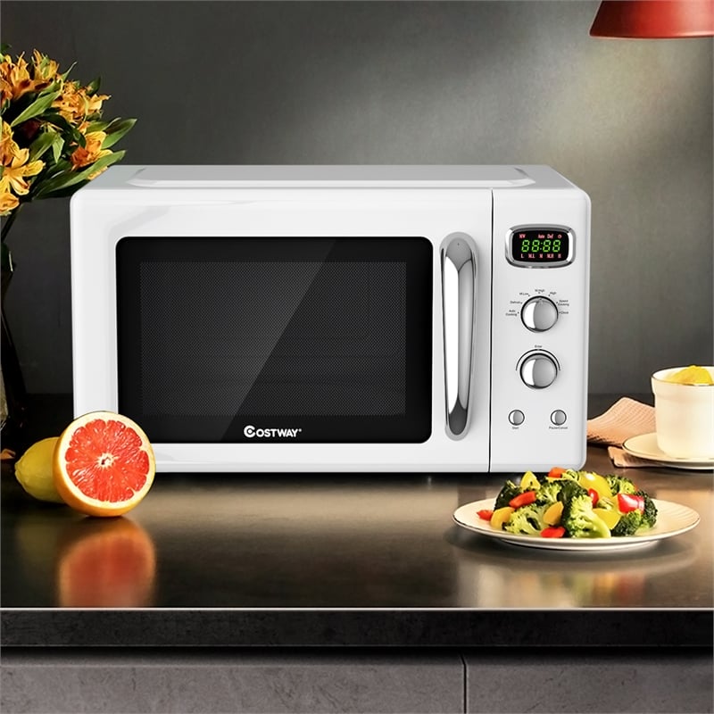 0.9Cu.ft. Retro Countertop Microwave Oven 900W White