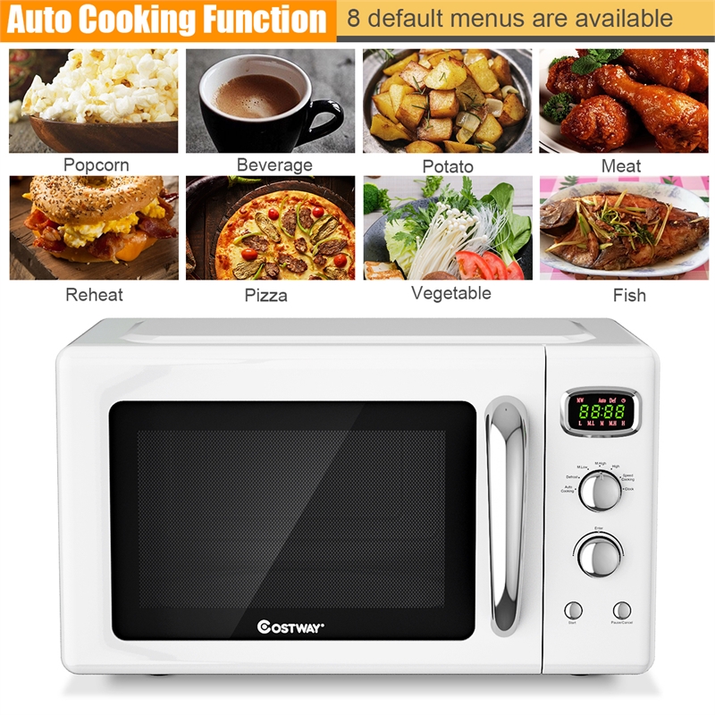 0.9Cu.ft. Retro Countertop Microwave Oven 900W White