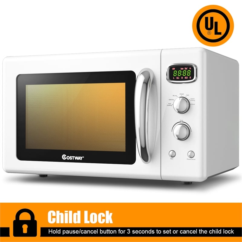 0.9Cu.ft. Retro Countertop Microwave Oven 900W White