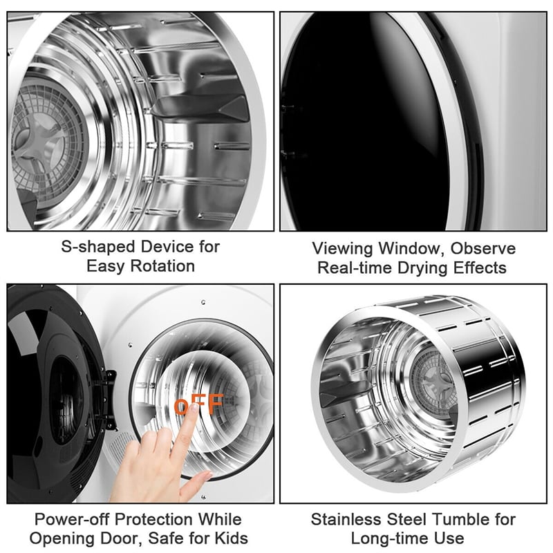 1700W Portable Clothes Dryer With Tub 3.22 Cu.Ft white