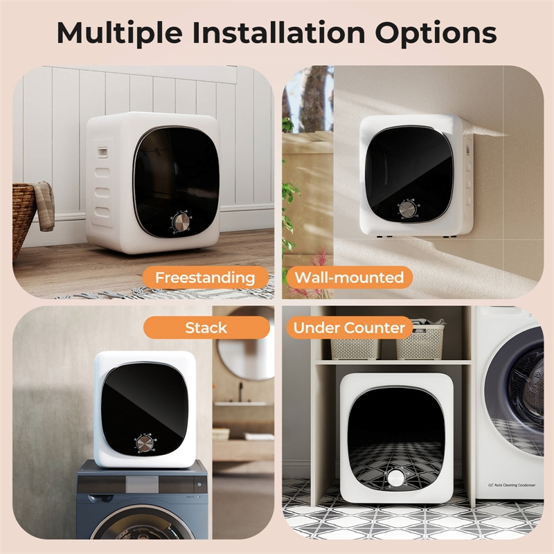 800W Electric 1.5 cu.ft Compact Drying Machine White