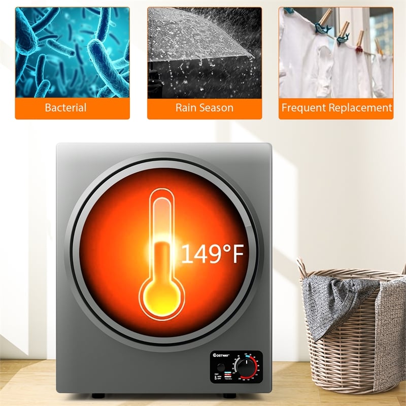Electric Tumble Compact Laundry Dryer 1.5 Cu.ft Gray