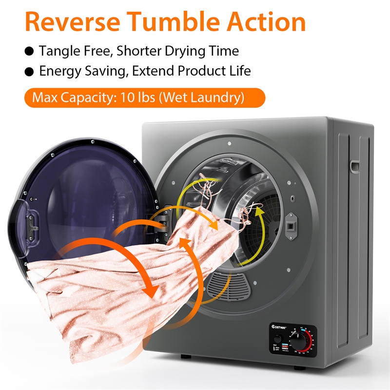 Electric Tumble Compact Laundry Dryer 1.5 Cu.ft Gray