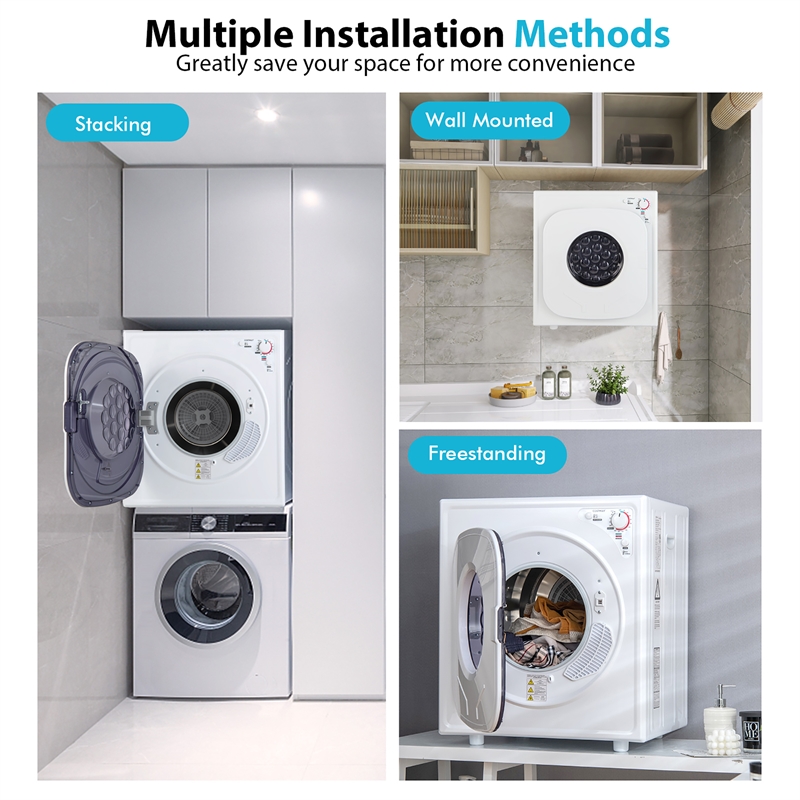 1500W Electric Tumble Compact Laundry Dryer 13.2 lbs White