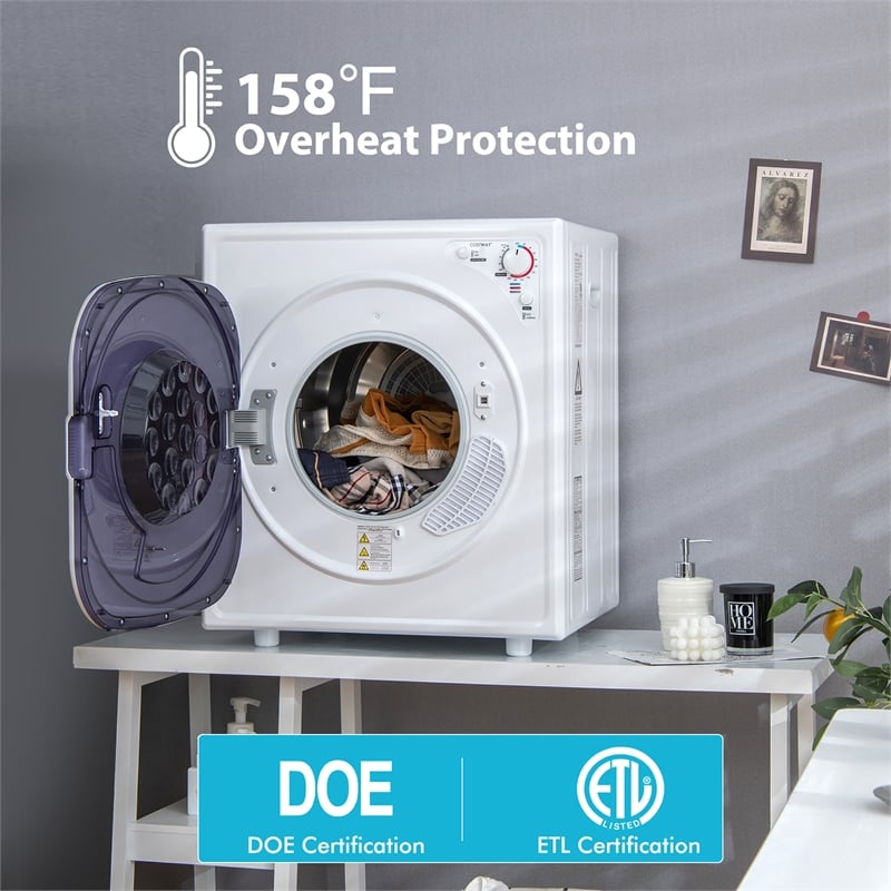 1500W Electric Tumble Compact Laundry Dryer 13.2 lbs White