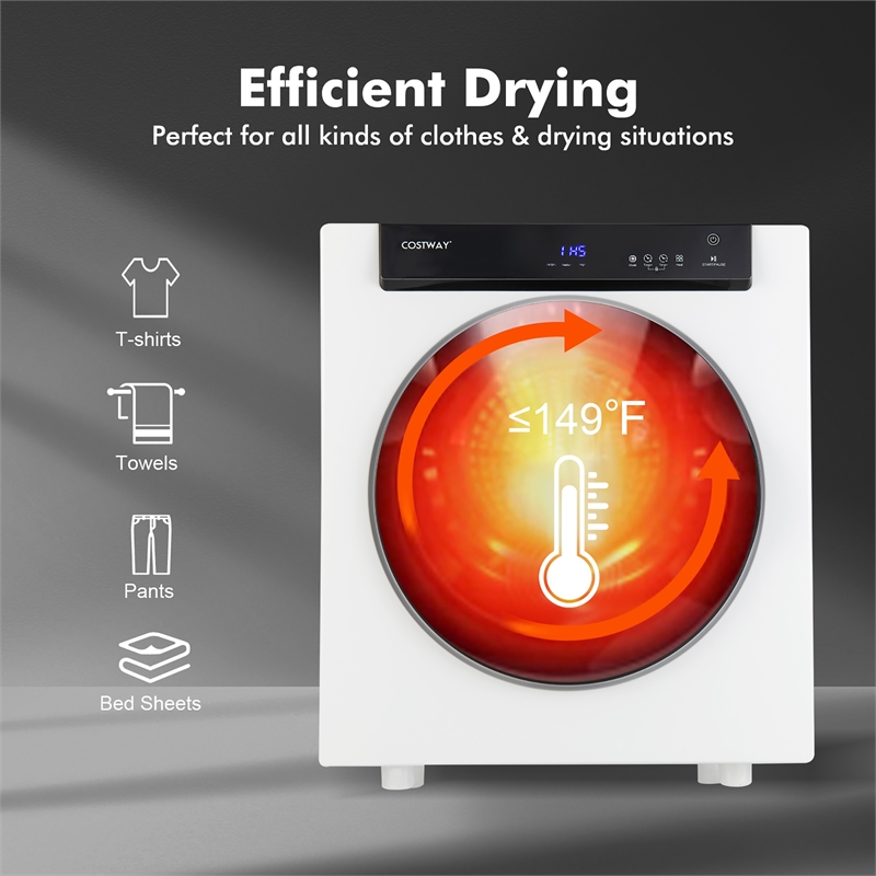 1400W Electric Tumble Compact Laundry Dryer Tub 8.8lbs White