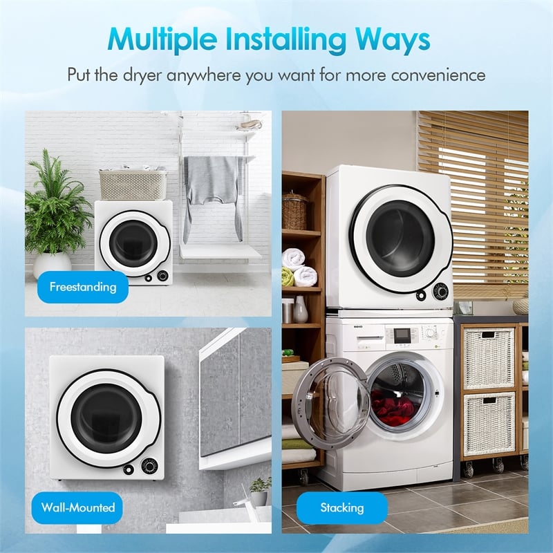 1350W Electric Compact Laundry Dryer 13.2 LBS White