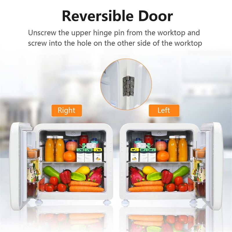 1.6 Cubic Feet Compact Refrigerator Reversible Door Mini Fridge White