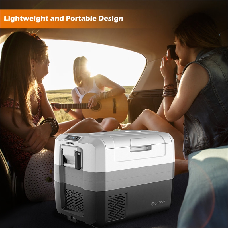 58 Quart Portable Electric Car Cooler Refrigerator Compressor Freezer for RVs Camping White Plastic