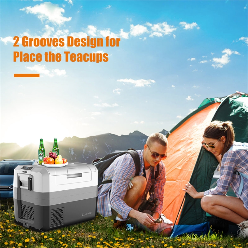 58 Quart Portable Electric Car Cooler Refrigerator Compressor Freezer for RVs Camping White Plastic