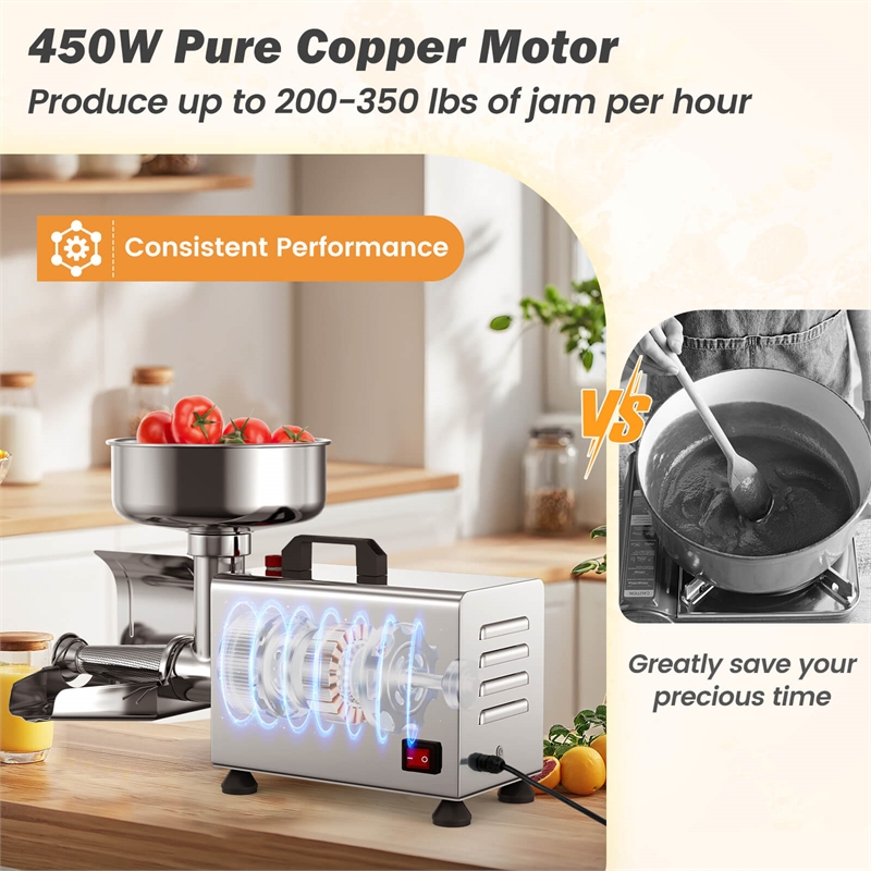 450W Electric Tomato Strainer Grade Stainless Steel Saucer Maker Silver