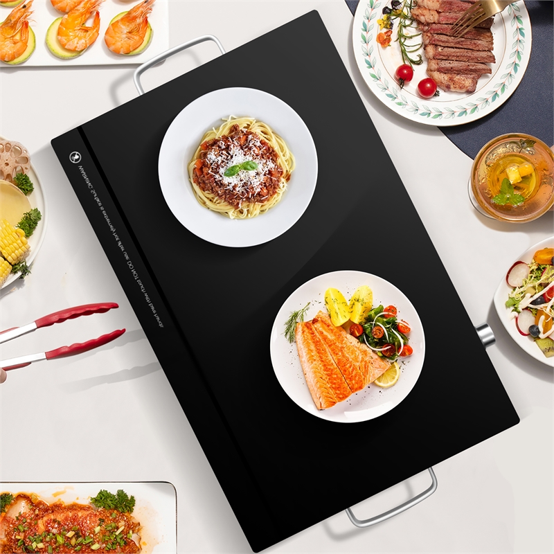 22''x 14'' Electric Warming Tray Hot Plate Dish Warmer w/ Adjustable Temperature Silver Stainless Steel